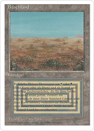 MTG】 Scrubland【Buschland/ドイツ語版(リバイズド/白枠)】 （レア 